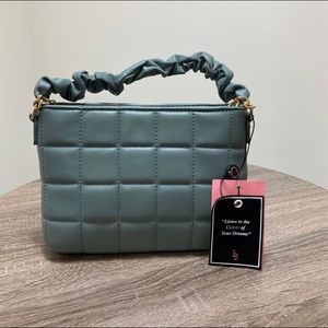 Sage Puff Quilt Top Handle Crossbody w/Scrunch Handle